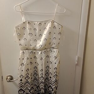 White House Black Market Strapless Black and White Dress